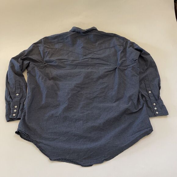 Wrangler Denim Shirt Western Pearl Snap Blue Jean Shirt Cowboy‎ Long Sleeve XXL - Picture 7 of 10